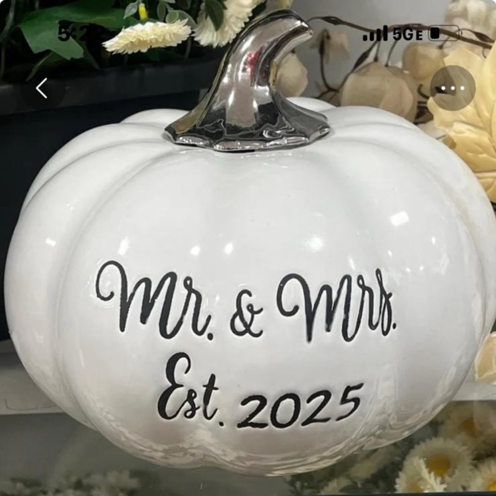 Martha Stewart 2025 Mr & Mrs Weeding Pumpkin Keepsake Decor NWT